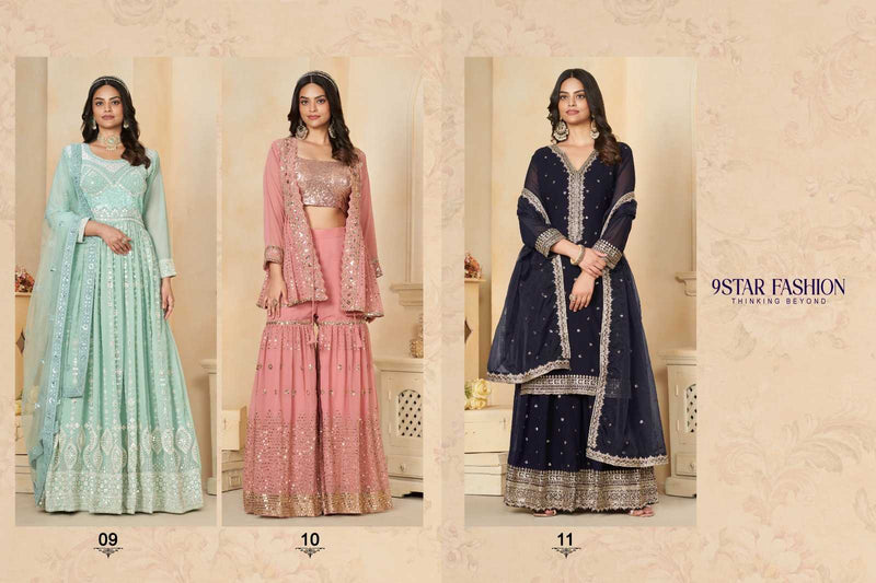Pr 9 Star Lotus Fox Georgette Fancy Designer Work Ditital Printed Salwar Kameez