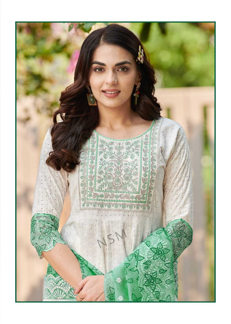 Pr Clothing Kumb Kaya Light Heavy Embroidery Neck Work With Cotton Anarkali Style Dress