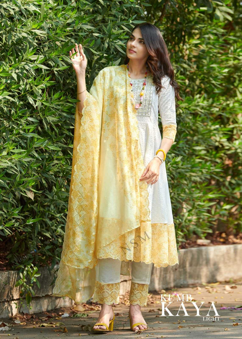 Pr Clothing Kumb Kaya Light Heavy Embroidery Neck Work With Cotton Anarkali Style Dress