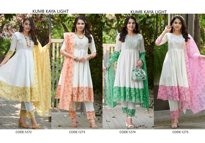 Pr Clothing Kumb Kaya Light Heavy Embroidery Neck Work With Cotton Anarkali Style Dress