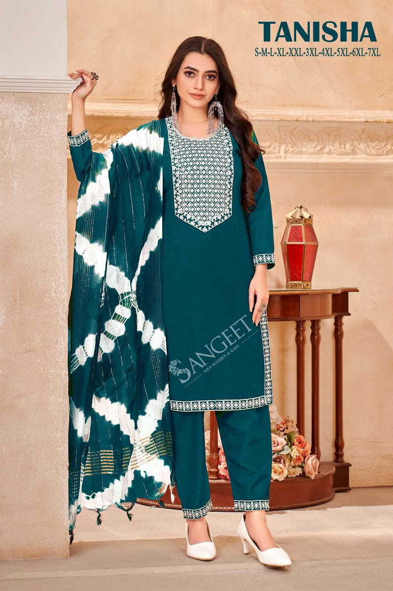 Pr Clothing Tanisha Viscose Rayon With White Embroidery Work Designer Salwar Suit