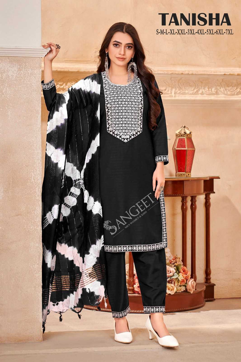 Pr Clothing Tanisha Viscose Rayon With White Embroidery Work Designer Salwar Suit