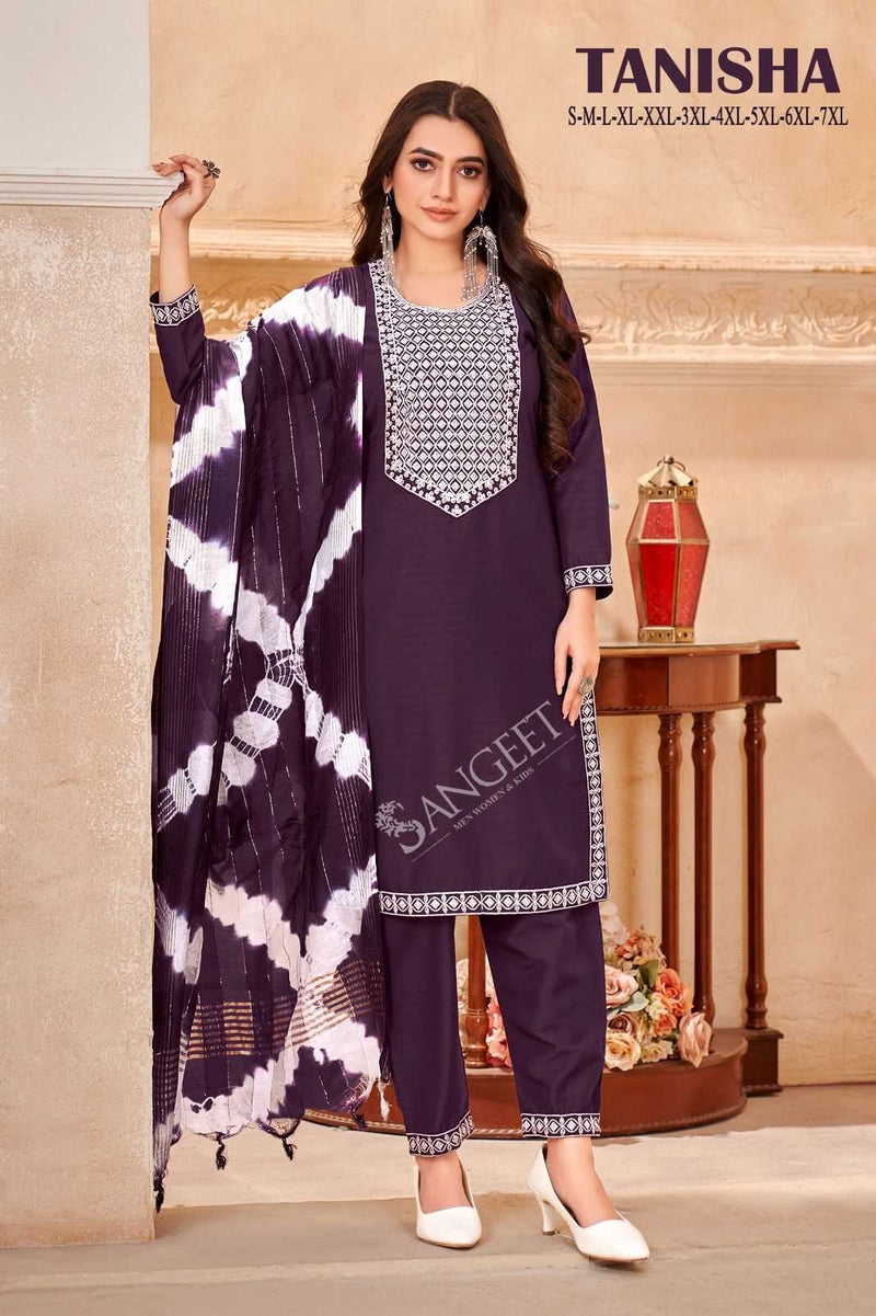 Pr Clothing Tanisha Viscose Rayon With White Embroidery Work Designer Salwar Suit
