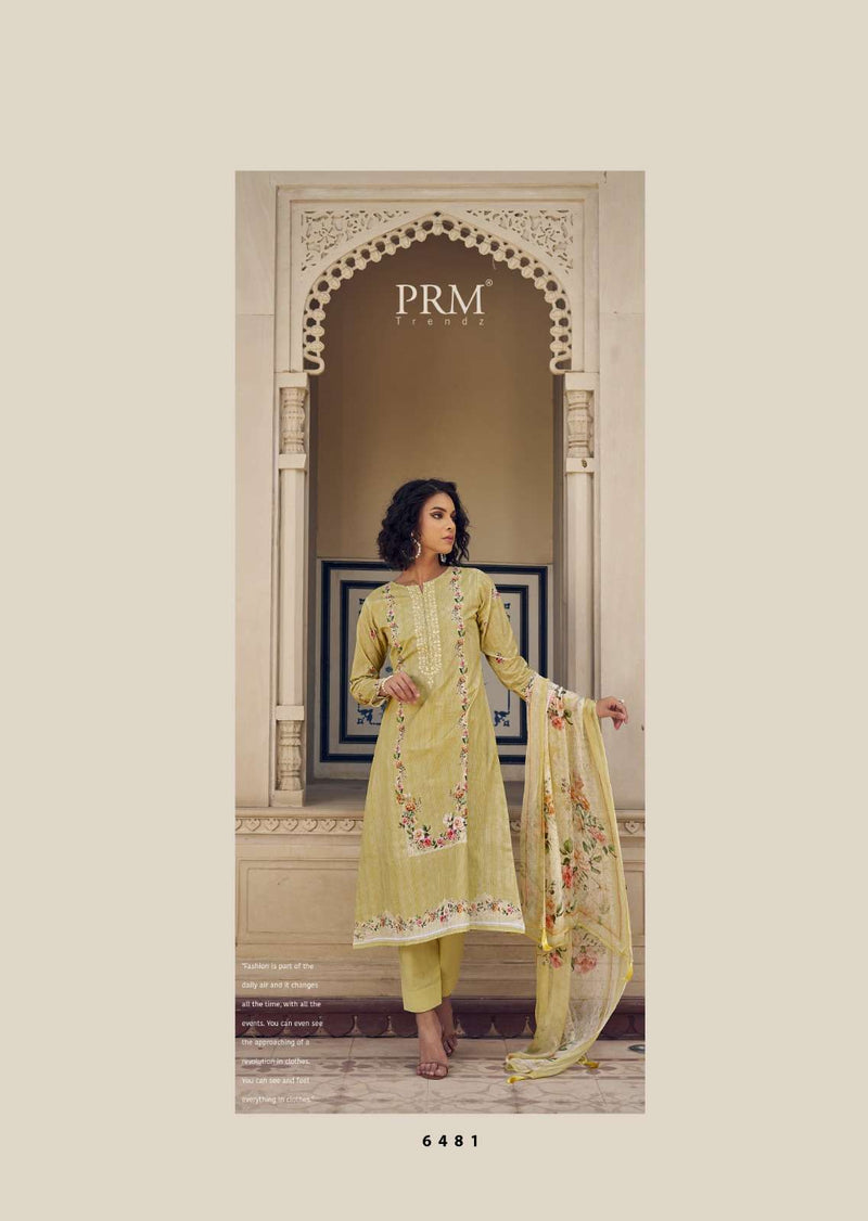 Prm Trendz Spring Glory Lawn Cotton Lines Petting With Fancy Work With Digital Printed Salwar Suit