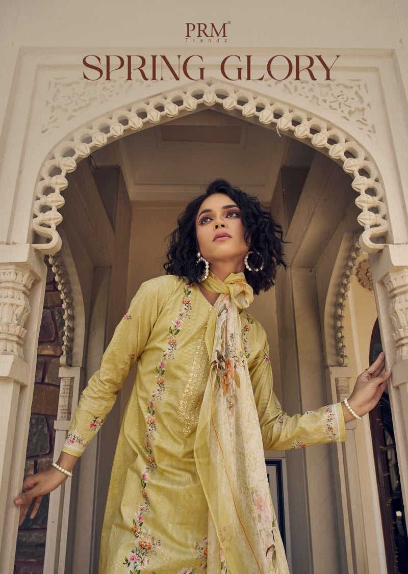 Prm Trendz Spring Glory Lawn Cotton Lines Petting With Fancy Work With Digital Printed Salwar Suit
