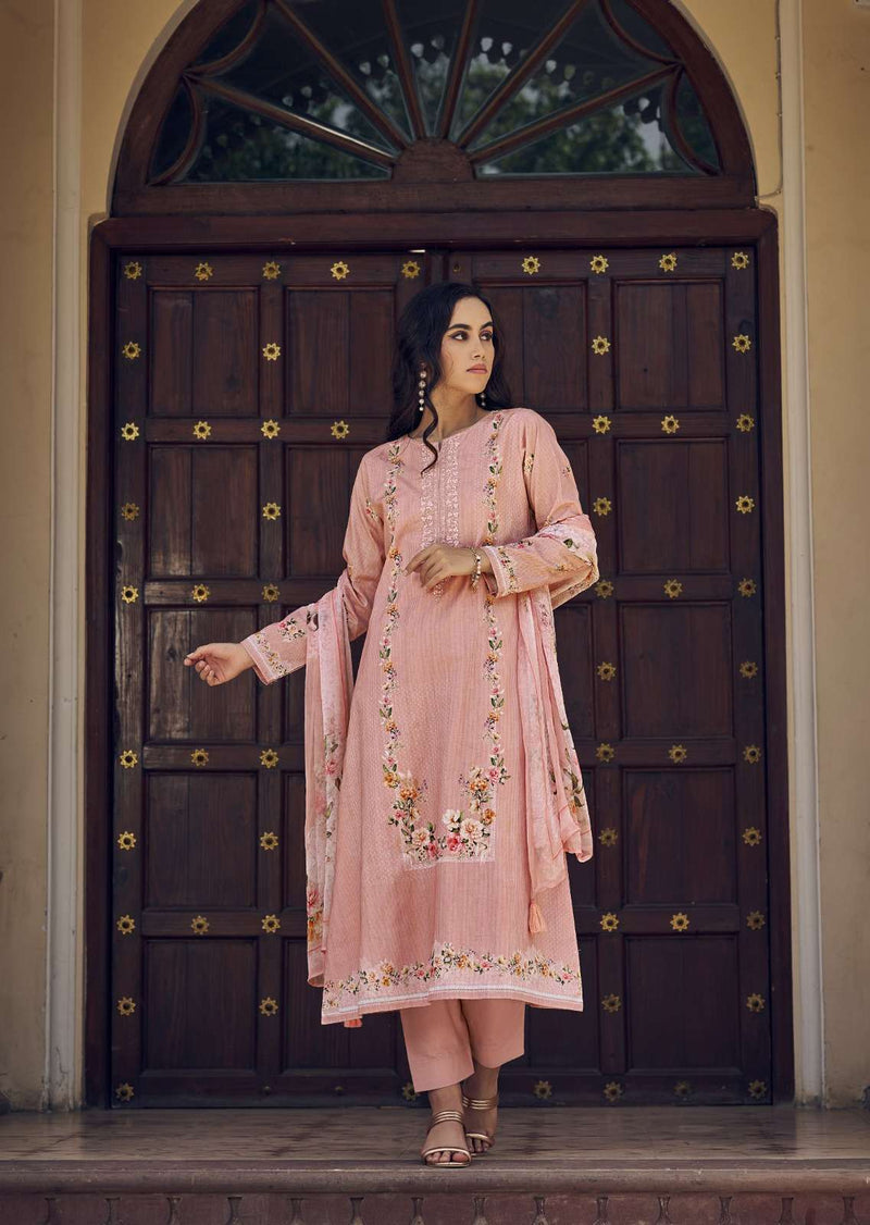 Prm Trendz Spring Glory Lawn Cotton Lines Petting With Fancy Work With Digital Printed Salwar Suit