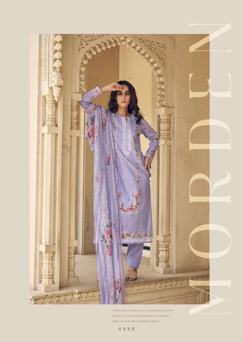 Prm Trendz Spring Glory Lawn Cotton Lines Petting With Fancy Work With Digital Printed Salwar Suit
