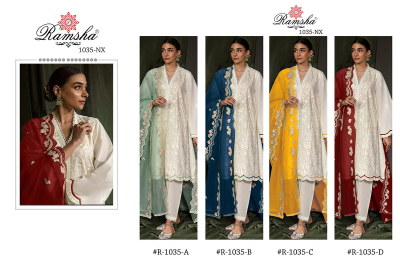Ramsha R 1035 Nx Silk Beautiful Embroidery Designer Ready Made Pakistani Suits