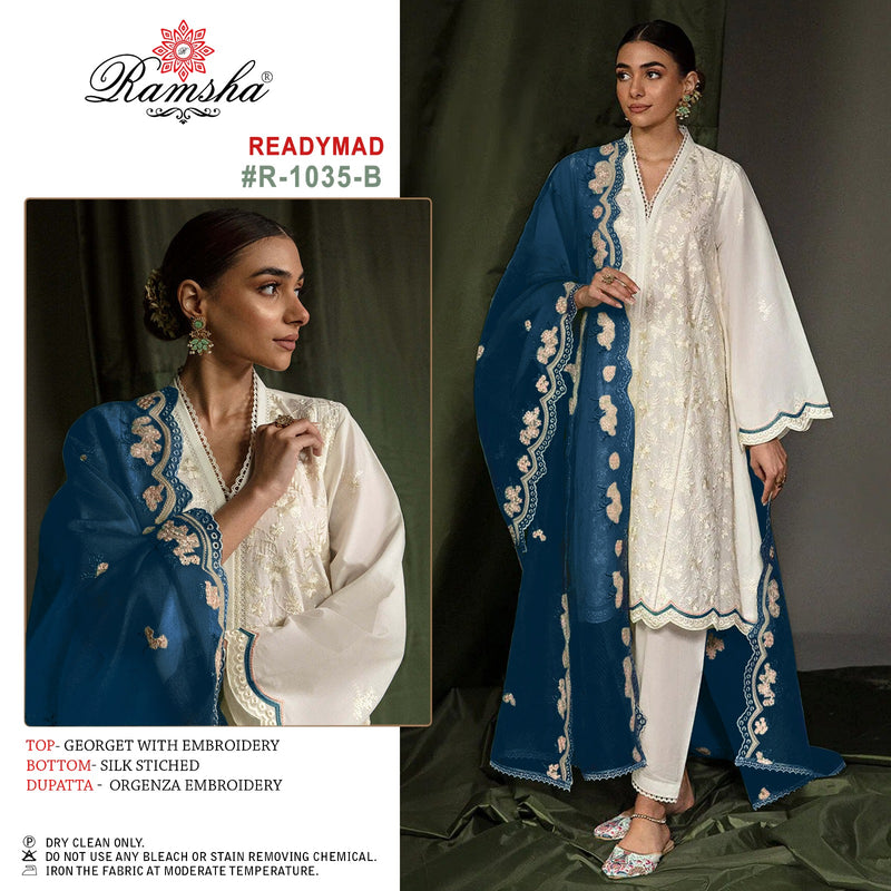 Ramsha R 1035 Nx Silk Beautiful Embroidery Designer Ready Made Pakistani Suits