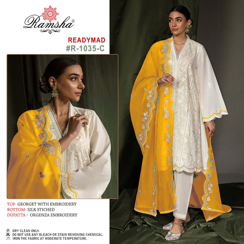 Ramsha R 1035 Nx Silk Beautiful Embroidery Designer Ready Made Pakistani Suits