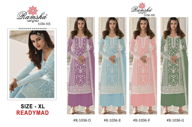 Ramsha R 1036 Nx Organza Fancy Embroidery Designer Ready Made Suits