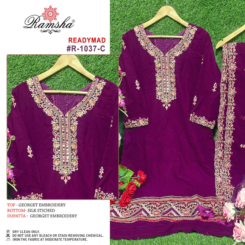 Ramsha D No R 1037 Georgette With Embroidery Pakistani Salwar Suits