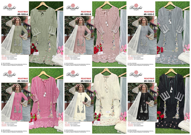 Ramsha R 1055 Nx Georgette Fancy Embroidery Designer Ready Made Suits