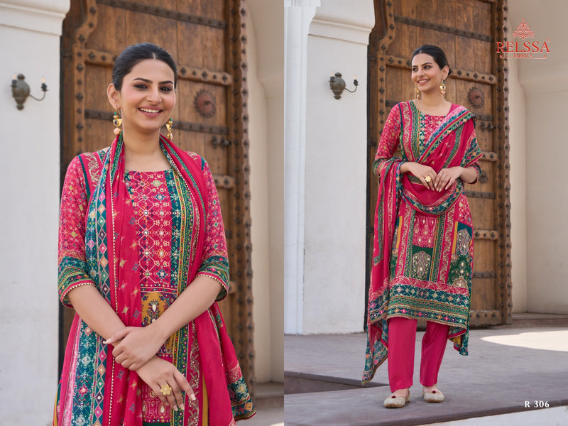 Relssa Raina Muslin Fancy Handwork With Digital Print Salwar Suits