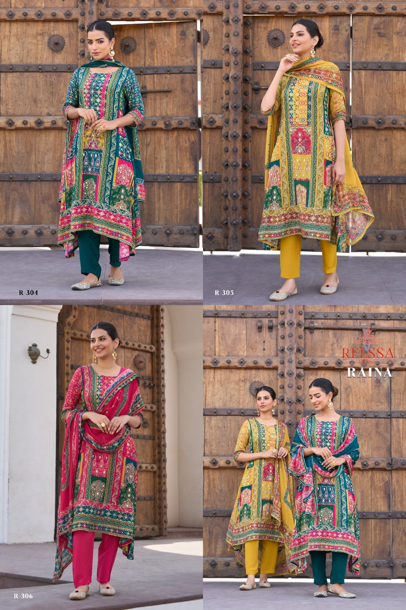 Relssa Raina Muslin Fancy Handwork With Digital Print Salwar Suits
