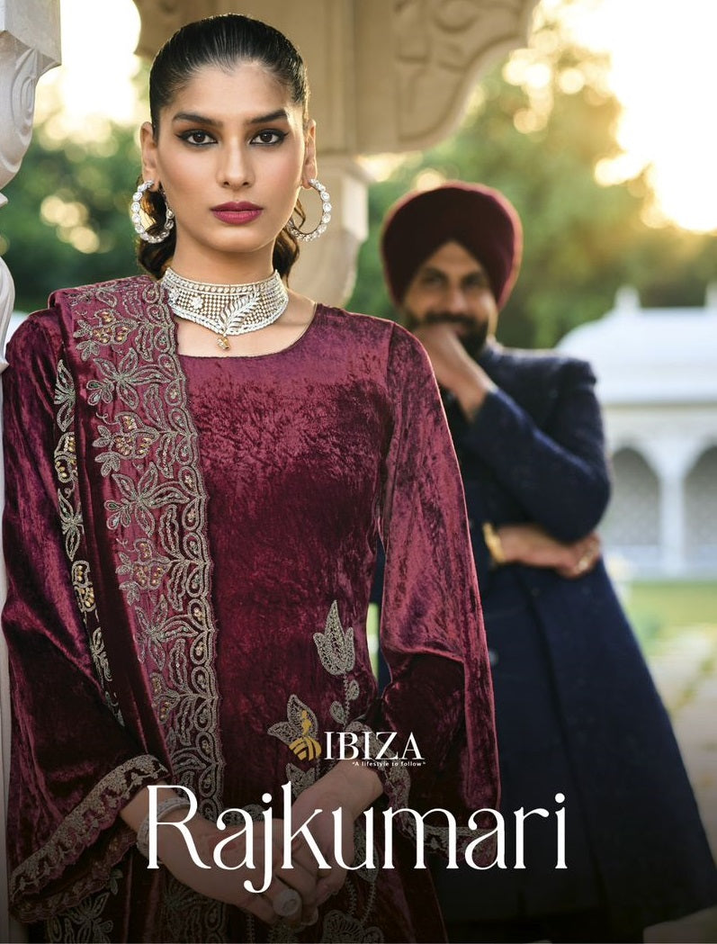 Ibiza Rajkumari Velvet Exclusive Designer Classic Look Embroidered Suits