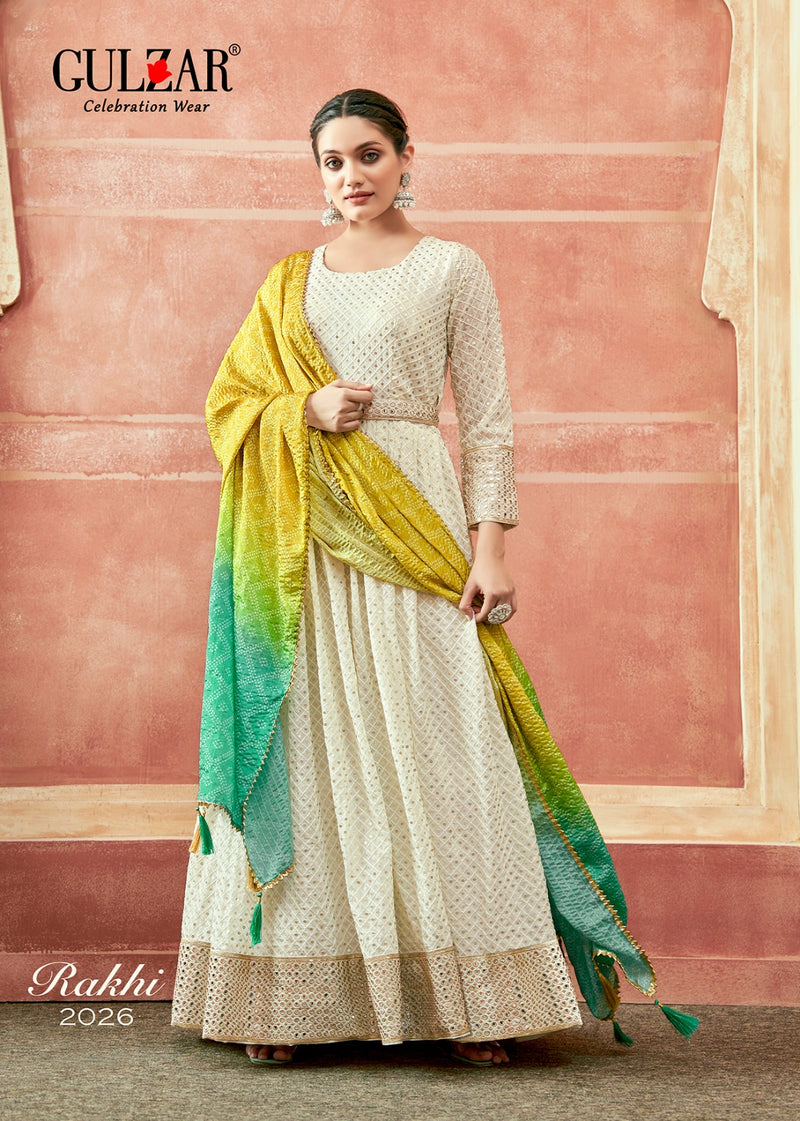 Gulzar Rakhi Fancy Heavy Sequence Designer Anarkali Gown With Dupatta