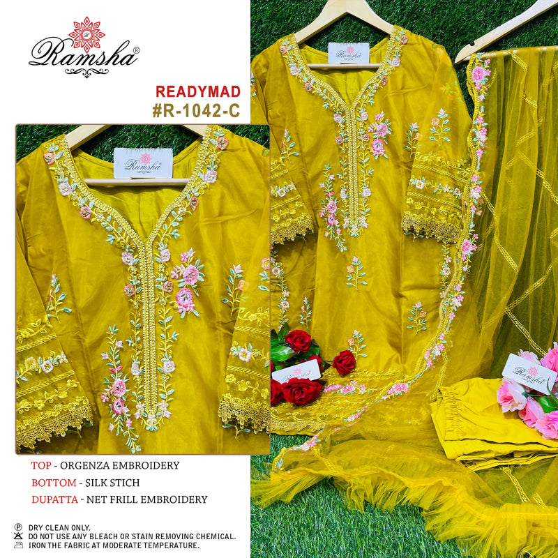 Ramsha R 1042 Nx Organza Embroidery Fancy Designer Pakistani Partywear Kurti