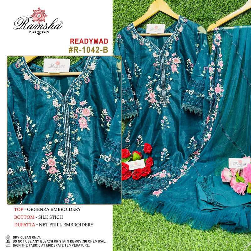 Ramsha R 1042 Nx Organza Embroidery Fancy Designer Pakistani Partywear Kurti
