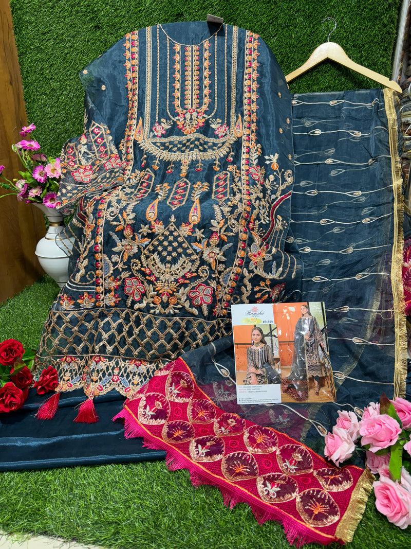 Ramsha D No R 599 Organza With Embroidery Designer Suit Collection