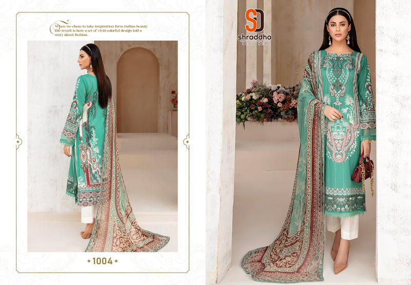 sharaddha Designer Ramsha Vol 1 Lawn Cotton Printed With Heavy Embroidery Work Suits