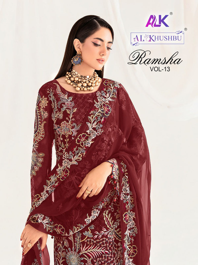 Zaha Ramsha Vol 13 Georgette With Heavy Embroidery Pakistani Suits