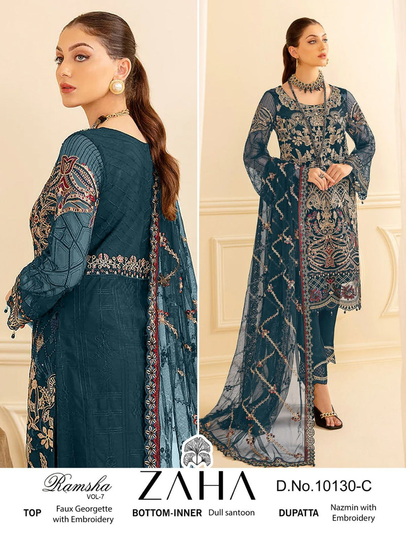Zaha Ramsha Vol 7 Georgette With Heavy Embroidered Pakistani Suits