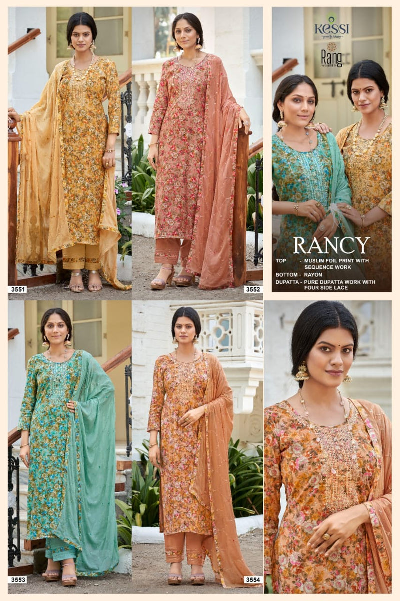 Rang Rancy Muslin Foil Print With Sequence Work Salwar Suits