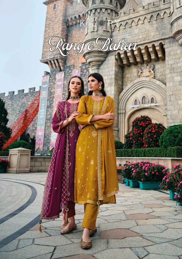 Kilory Trends Rang Bahar Jacquard  With Handwork Fancy Wear Suits