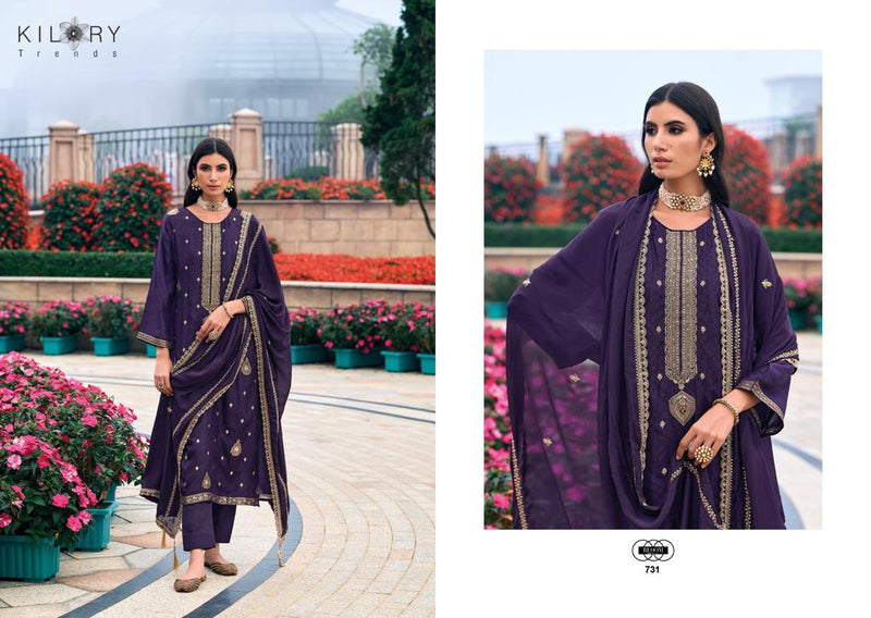 Kilory Trends Rang Bahar Jacquard  With Handwork Fancy Wear Suits