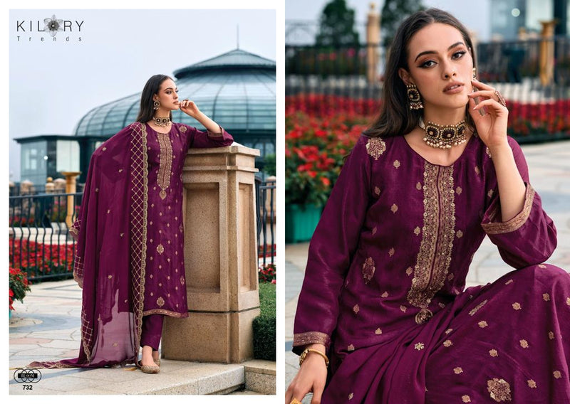 Kilory Trends Rang Bahar Jacquard  With Handwork Fancy Wear Suits