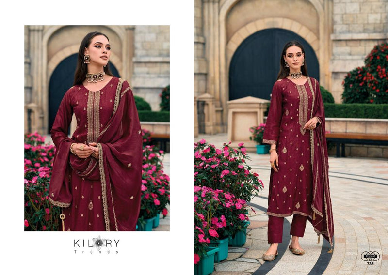 Kilory Trends Rang Bahar Jacquard  With Handwork Fancy Wear Suits