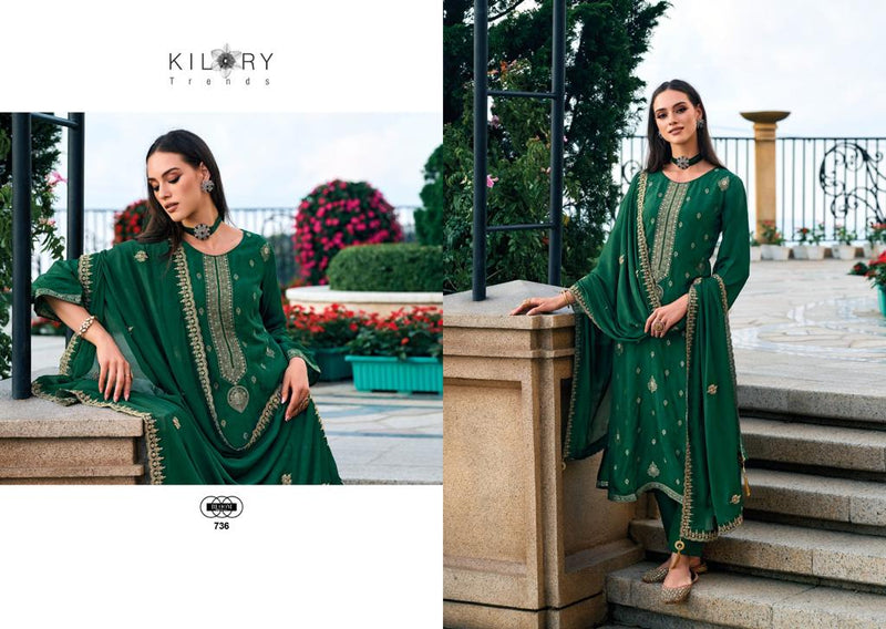 Kilory Trends Rang Bahar Jacquard  With Handwork Fancy Wear Suits