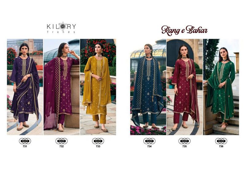 Kilory Trends Rang Bahar Jacquard  With Handwork Fancy Wear Suits
