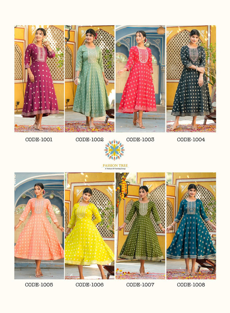 Passion Tree Rangilo Vol 1 Rayon Printed Designer Long Gown Collection