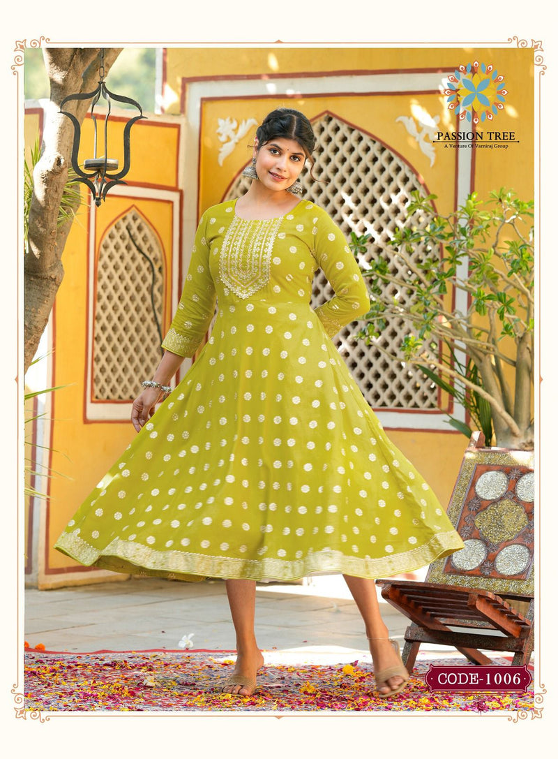 Passion Tree Rangilo Vol 1 Rayon Printed Designer Long Gown Collection