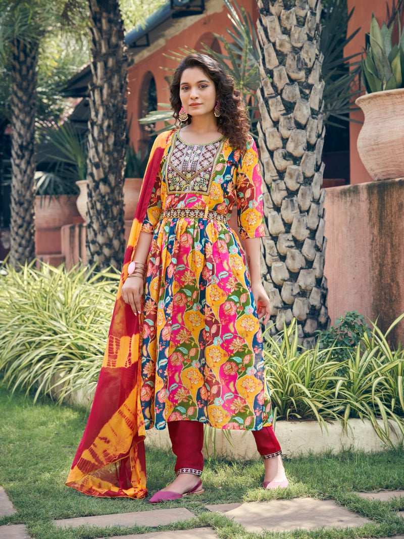 Parra Studio Rangin Vol 1 Muslin With Embroidery Work Naira Cut Kurti Collection