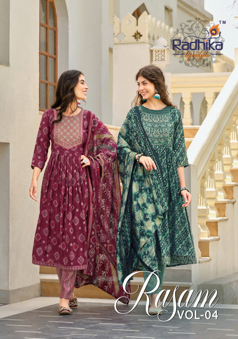 Radhika Life Style Rasam Vol 4 Muslin Printed Fancy Kurti Combo Set