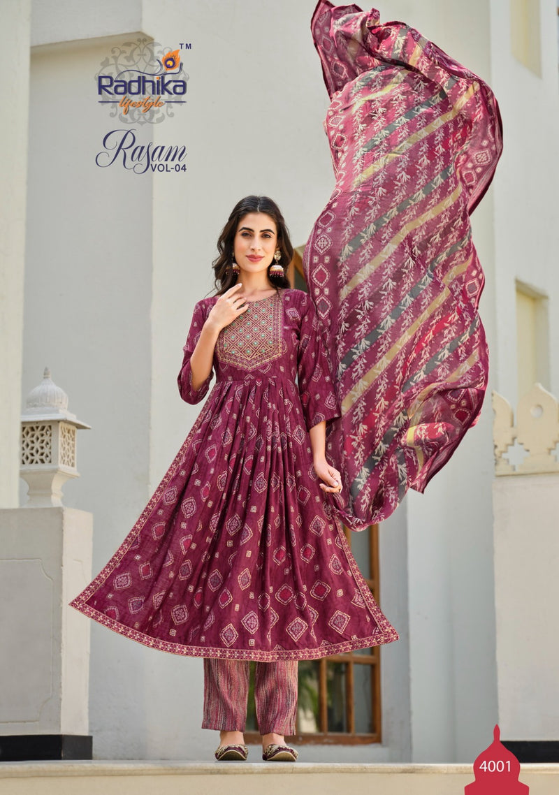 Radhika Life Style Rasam Vol 4 Muslin Printed Fancy Kurti Combo Set