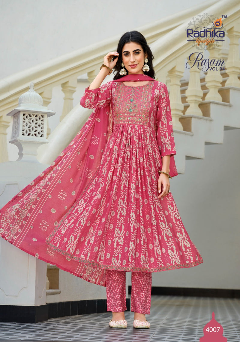 Radhika Life Style Rasam Vol 4 Muslin Printed Fancy Kurti Combo Set