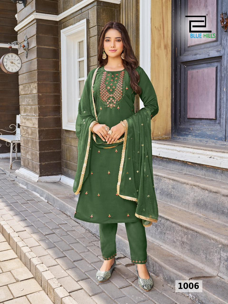 Blue Hills Rasmalai Silk Thread Embroidery Work Fancy Kurti Collection
