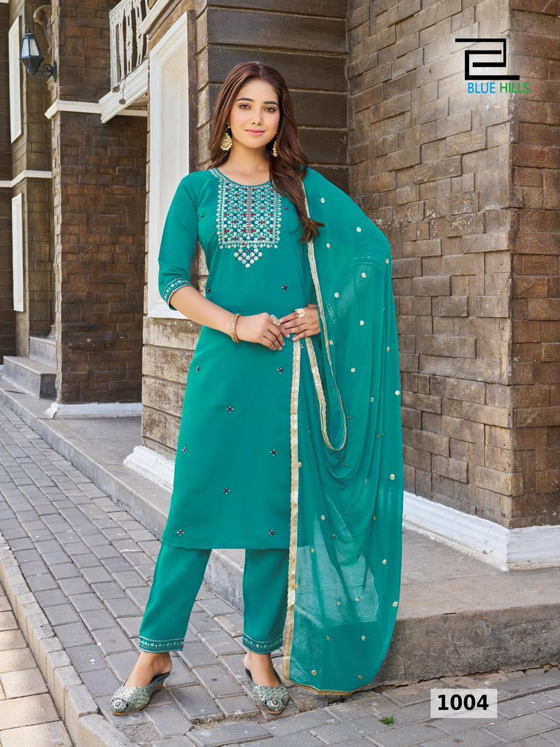 Blue Hills Rasmalai Silk Thread Embroidery Work Fancy Kurti Collection