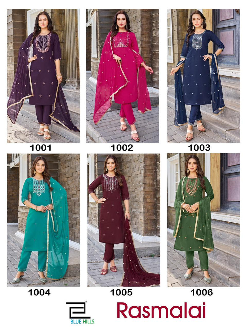Blue Hills Rasmalai Silk Thread Embroidery Work Fancy Kurti Collection