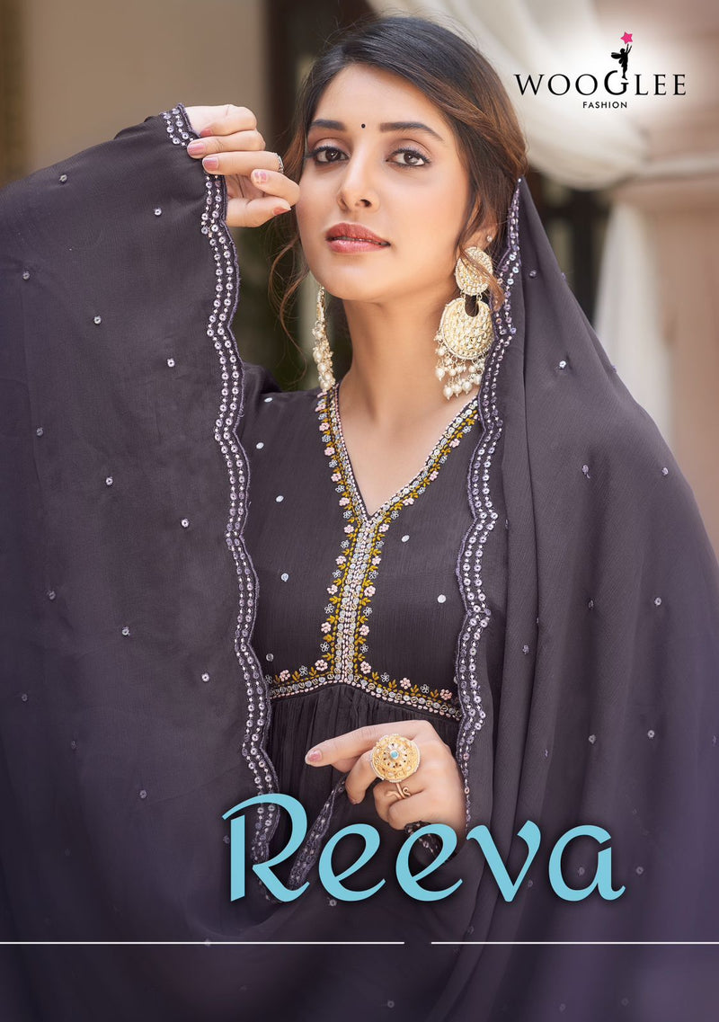 Wooglee Reeva Chinon With Handwork And Embroidery Work Kurti Collection