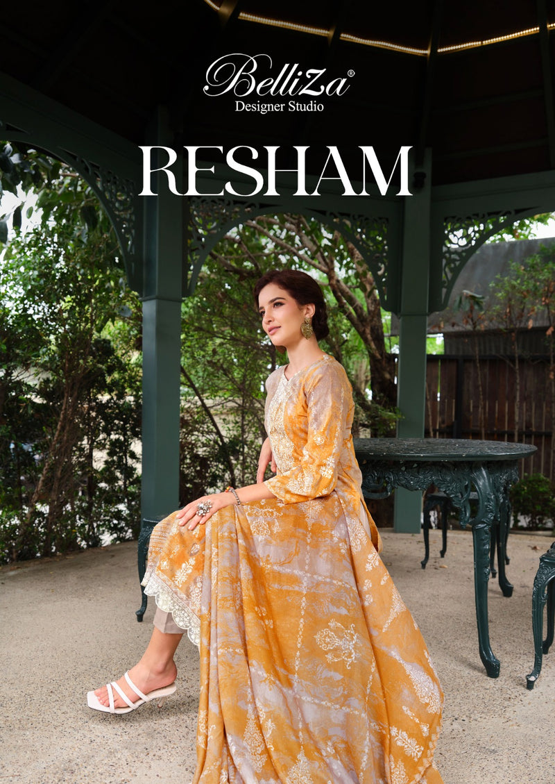 Belliza Designer Studio Resham Cotton Digital Prints With Fancy Work Suits