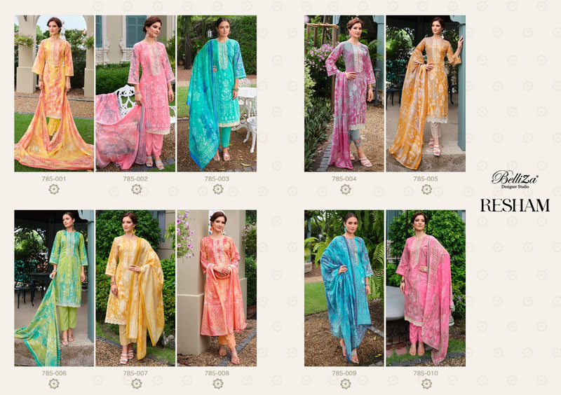 Belliza Designer Studio Resham Cotton Digital Prints With Fancy Work Suits