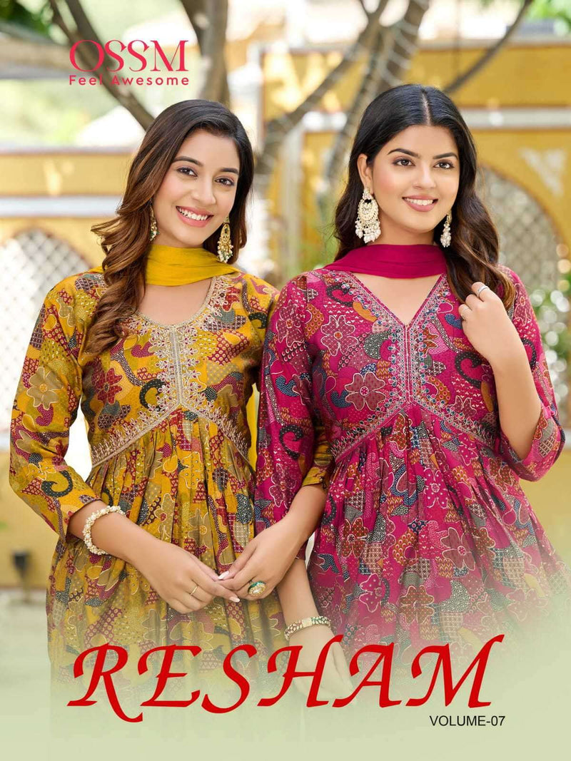 Ossm Resham Vol 7 Modal Chanderi Foil Print Casual Wear Kurtis