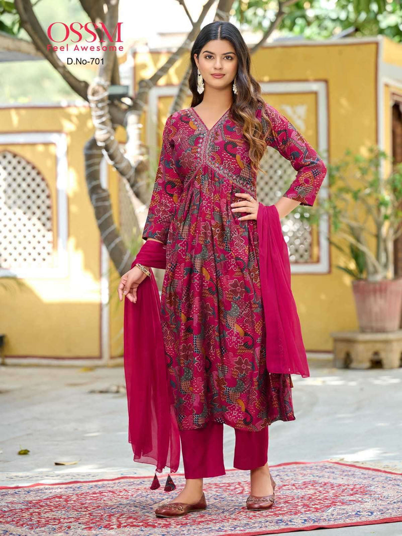 Ossm Resham Vol 7 Modal Chanderi Foil Print Casual Wear Kurtis