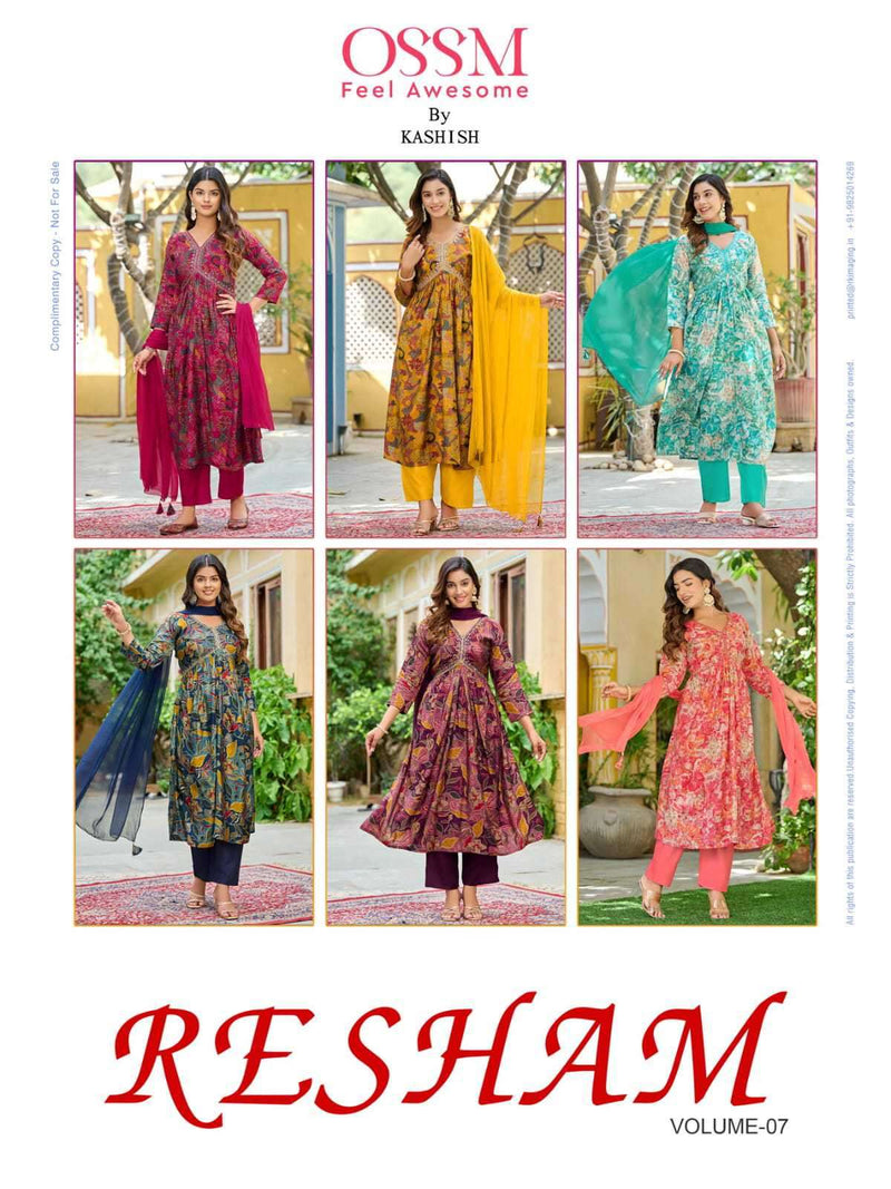 Ossm Resham Vol 7 Modal Chanderi Foil Print Casual Wear Kurtis