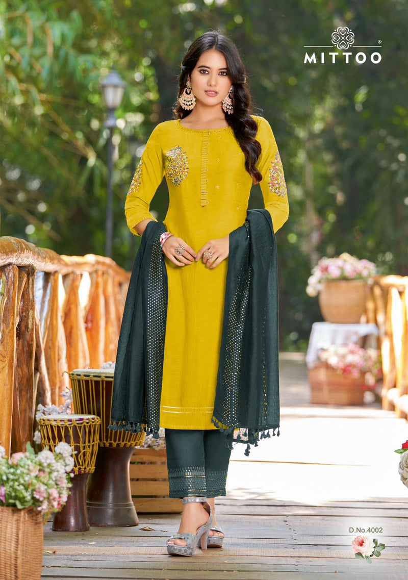 Mittoo Rista Rayon Embroidery Fancy Work Designer Kurti Collection
